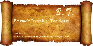 Bozmánszky Taddeus névjegykártya